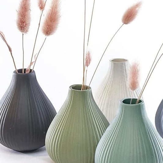 Chive ‘Frost’ Ceramic Flower Vase — Set of 6 Beautiful Small Bud Vases for Flowers & House Plants — Perfect Shelf Centerpieces and Living Room Decor — Assorted Colors