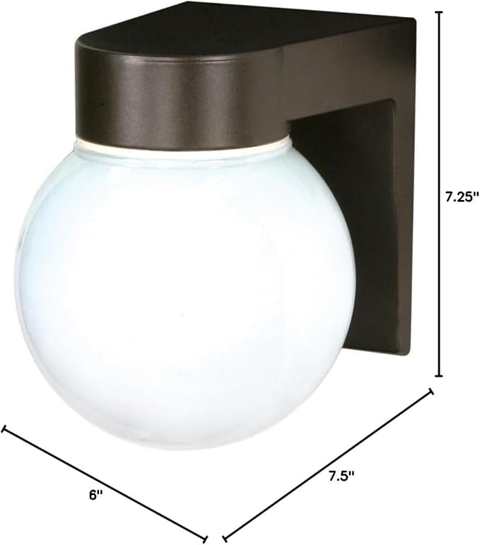 Nuvo Lighting SF77/141 Utility Fixture Die Cast Aluminum Durable Outdoor Wall Mount Porch and Patio Light with White Glass Globe, Bronzotic