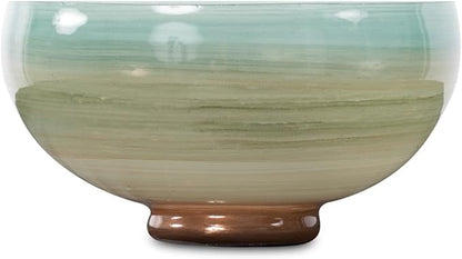 Howard Elliott Multicolor Capri Stripe Glass Bowl for Home & Table Centerpiece Decor, Modern Abstract Ombre Design Glass Bowl for Living Room, Bedroom & Hallway Centerpiece, 5.25 x 10 x 10 Inch