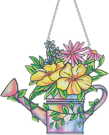 Flower Sun Catchers Indoor Window, Stained Glass Suncatcher Window Hanging, Flower Suncatchers for Nana/Mom/Women (UV Printed)