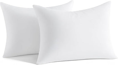 Oubonun 12 x 16 Throw Pillow Inserts - Soft, Plush & Decorative Down Alternative Pillows for Couch Sofa Bed, Machine Washable - White, Pack of 2