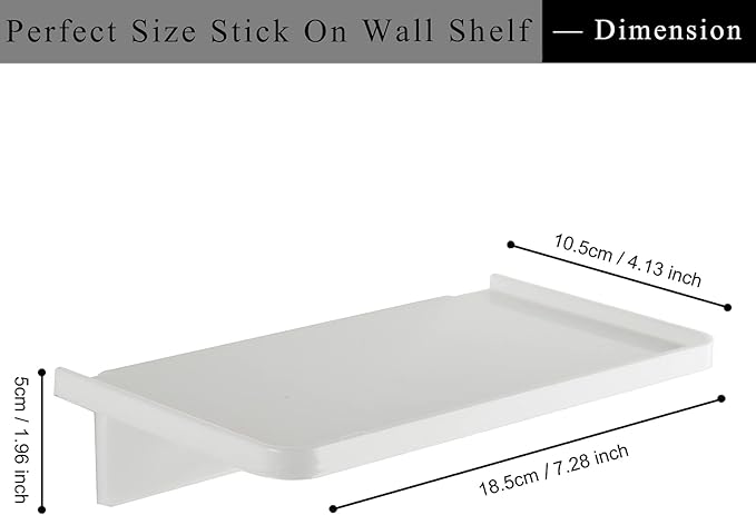 JDYOOMI Acrylic Floating Wall Shelves - Small Stick-on Wall Mounted Phone Shelf Holder Wipes Rack Smart Speaker Shelf for Bathroom,Kitchen,Toilet,Bedroom,Office - White