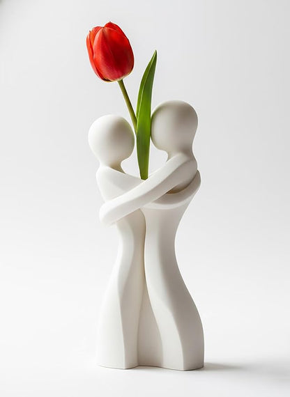 Loving Embrace Decorative Vase, Modern Sculptural Home Decor Accent, Artistic Hand Design Vase for Shelf, Table, Living Room, Bedroom Display