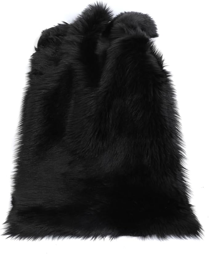CKLASAY Faux Fur Rug Sheepskin Fuzzy Rug Super Soft Fluffy Plush Area Rug Bedroom Floor Children's Room Sofa Cushion Living Room Bedside Rugs (Black,3×3 ft Rotund)