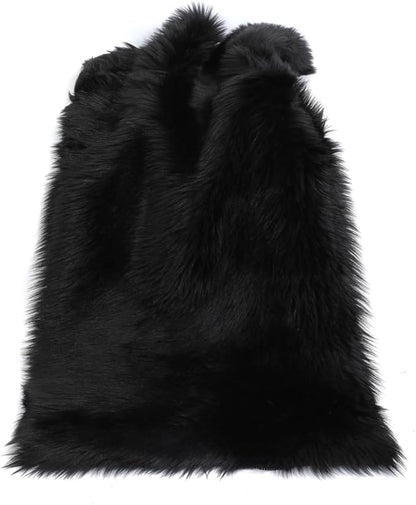 CKLASAY Faux Fur Rug Sheepskin Fuzzy Rug Super Soft Fluffy Plush Area Rug Bedroom Floor Children's Room Sofa Cushion Living Room Bedside Rugs (Black,3×3 ft Rotund)