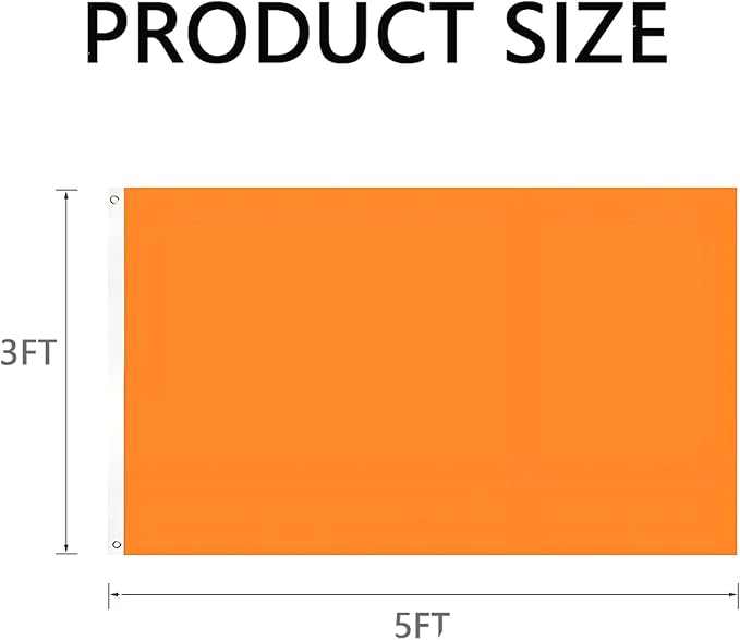 Solid Orange Flag 3x5 Ft Blank Orange Flags Vivid Color Double Stitched Plain Flag with Brass Grommets