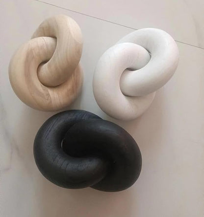 Decorative Wooden Chain Link, 2-Loop Design, Natural Paulownia Wood, Tabletop Ornament (Burlywood)