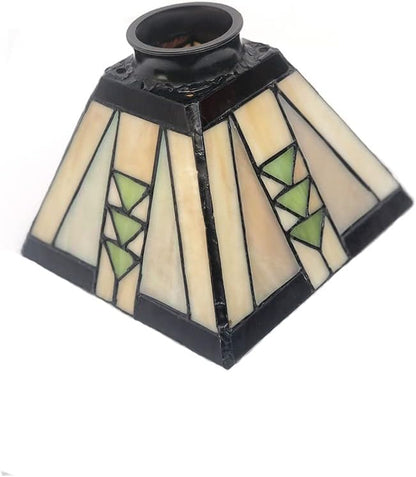 HUIMEIJU Tiffany Square Wall or Pendant Lamp - Geometric Stained Glass Replacement Lampshade