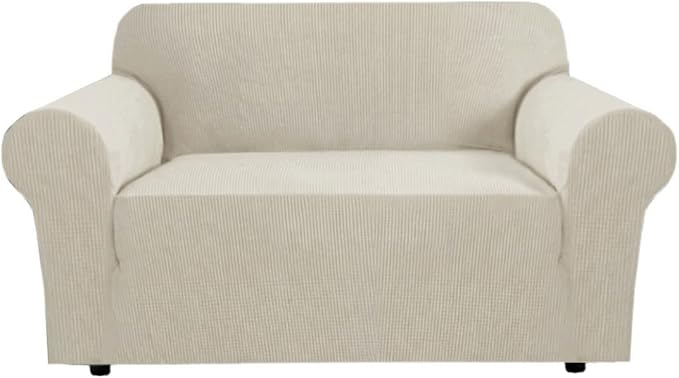 H.VERSAILTEX Stretch Loveseat Covers 1-Piece Loveseat Slipcover|Sofa Cover with Elastic Bottom, Textured Checked Jacquard Fabric(58"-70" Wide, Island Fossi)