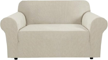 H.VERSAILTEX Stretch Loveseat Covers 1-Piece Loveseat Slipcover|Sofa Cover with Elastic Bottom, Textured Checked Jacquard Fabric(58"-70" Wide, Island Fossi)