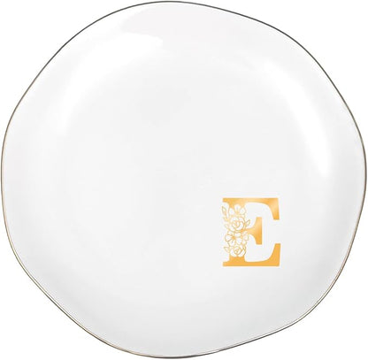 Initials Ring Dish Jewery Tray with Personalized E Monogrammed, Decorative Trinket Dish for Rings Earrings Necklaces Bracelet Watch Keys, Women Wife Friend Birthday Wedding Christmas Gifts