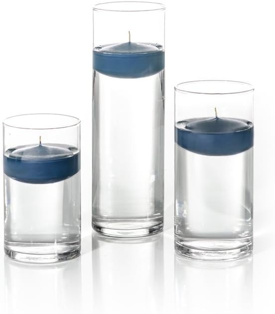 yummi Set of 18 Floating Candles and Cylinder Vases - Sapphire