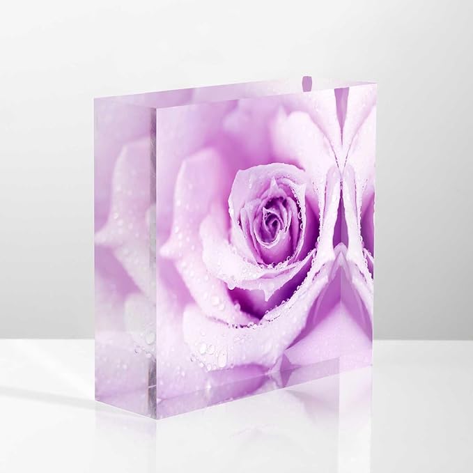 Acrylic Decorative for Home Decor Beautiful Purple Rose With Morning Dew Nurse Presents for Women - Presents for Women Friends - Holiday Presents,Inexpensive Thank You Presents Ideas