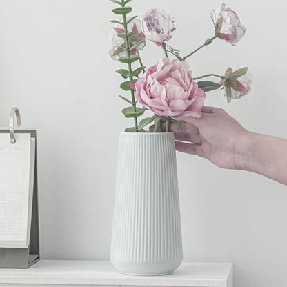 White Ceramic Vase, Minimalist Modern Flower Vases for Home Decor, Decorative for Pampas Grass, Small Vase for Home Living Room Farmhouse Office Decor
