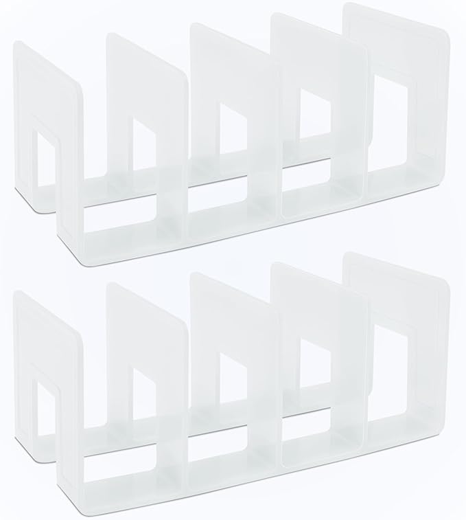 BAYTORY 2Pcs Acrylic File Holder Purse Organizer, Sturdy Desktop File Sorter Organizer, Binder Shelf for Office Desk Kitchen Shelf Closet (White)