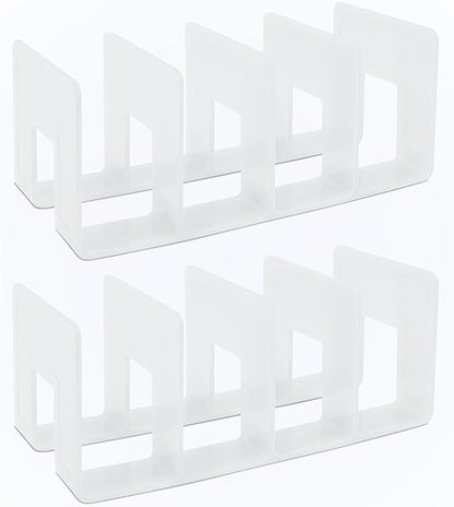 BAYTORY 2Pcs Acrylic File Holder Purse Organizer, Sturdy Desktop File Sorter Organizer, Binder Shelf for Office Desk Kitchen Shelf Closet (White)