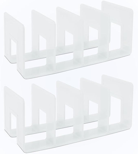 BAYTORY 2Pcs Acrylic File Holder Purse Organizer, Sturdy Desktop File Sorter Organizer, Binder Shelf for Office Desk Kitchen Shelf Closet (White)