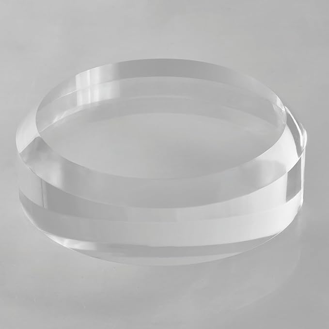 CiaoHER 2in Thickness Acrylic Disc Display Block Clear Polished Round Pedestal Stand Riser (8'' x 2'')