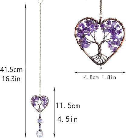 H&D HYALINE & DORA Sun Catcher Crystal Tree of Life Rainbow Maker Drops Hang for Window, Home Decor, Car Charms