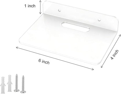 Small Floating Shelves Acrylic Wall Shelf 2 Pack Hanging Shelves for Bedroom, Gaming Room, Living Room, Bathroom, Office with Cable Clips (White)