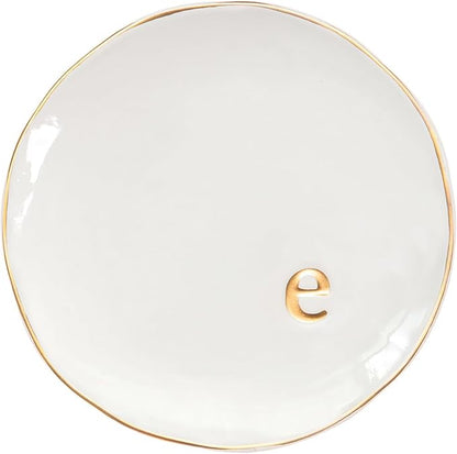 COLLECTIVE HOME - Ceramic Jewelry Tray, Decorative Trinket Dish for Rings Earrings Necklaces Bracelet Watch Keys, Birthday Mother's Day Christmas Gift for Women, 4.75", Glossy (e)
