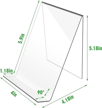 trophable 12PACK Acrylic Book Stand, 4x5 Inch Clear Book Display Easel Clear Acrylic Holder for Displaying Picture，Notebooks,Music Sheets Artworks,CDs