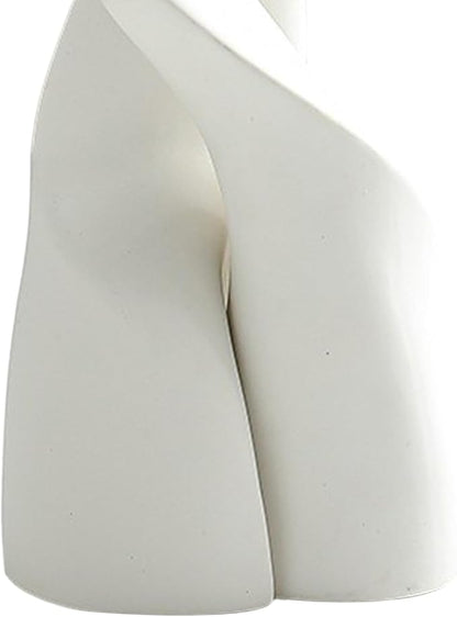Irregular Circular Cross Ceramic Vase Set,Modern Minimalist Abstract Art Flower Vase for Home Decor,Decorative Small Bud Vase for Home Office Shelf Decor(White)