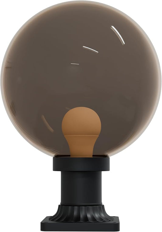KASTLITE 12" Globe Pier Mount Outdoor Lighting with LED Lamp | UV & Waterproof Pillar & Column Lights | Deck Driveway Yard Patio & Garden Fixture | Made in USA | Bronze Cover, Black Decorated Base