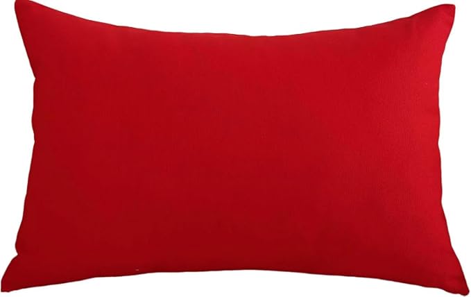 TangDepot Handmade Decorative Solid 100% Cotton Canvas Throw Pillow Covers/Pillow Shams, (12"x18", Red)