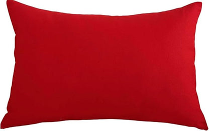 TangDepot Handmade Decorative Solid 100% Cotton Canvas Throw Pillow Covers/Pillow Shams, (12"x18", Red)