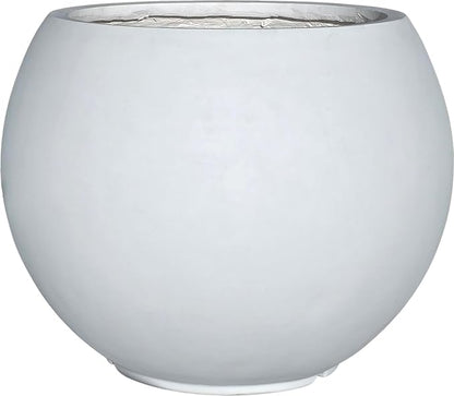 17 H x 21" Dia (15" Pot Opening) Round Fiberstone Planter with Drainage Hole, White, Indoor/Outdoor Large Plant Pot for Home Patio Garden, Ideal for Large Plants