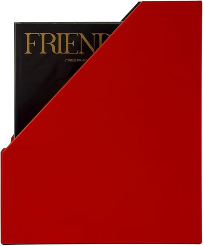 UnionBasic Magazine File Holder - Office Leatherette Desktop Document File Folder Journals Organizer Racks, Red