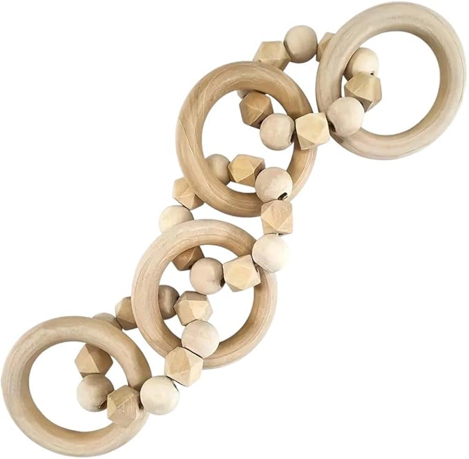 Wood Chain Link Decor, Wooden Chain Craft 4-Link Modern Coffee Table Decor Ornament for Living Room Bookshelf Party Desk Home