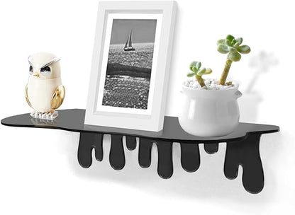 SetGame 2-Pack Acrylic Small Wall Shelves - 12 Inch Floating Shelf for Walls, Home Wall Display Ledges for Storage, Room Décor, Small Album & Items Organizer Display