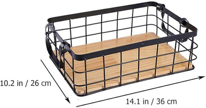 Cabilock Sturdy Iron Wire Basket Decorative Bread Display Basket Handle for Kitchen Home Decor
