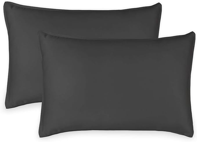 King Pillowcases by Pure Bamboo, Genuine 100% Organic Viscose Derived from Bamboo, Luxuriously Soft & Cooling, Double Stitching, Envelope Closure (2 King Pillowcases, Charcoal)