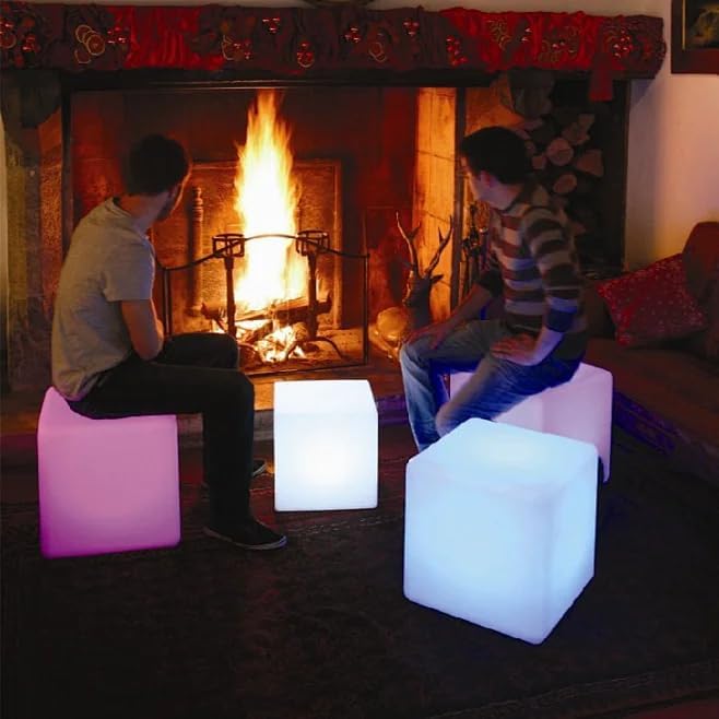 LOFTEK 12-inch LED Cube Lights: Rechargeable RGB Colors Changing Light with Remote Control, IP65 Waterproof LED Furniture Stool Table, Night Lighting for Home Outdoor Pool Bar Party Decor