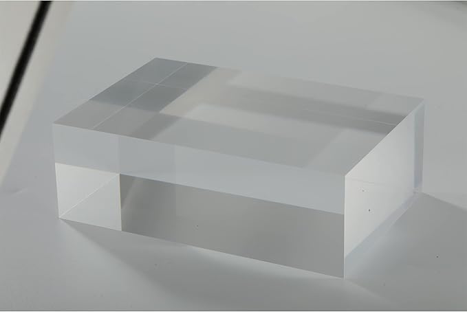 CiaoHER 2in Thickness Solid Acrylic Cube Display Block Clear Polished Pedestal Stand Riser Solid Base 2" x 4" x 6", 1 Pack
