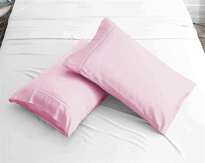 Upgrade Your Bedding Experience with The Made of 100% Cotton Pillow Cases 2 Pack King Pillowcases 20" x 36" Size fits King Pillows. Envelope Closure Pink