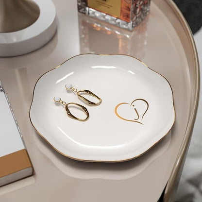 Gifts for Women – Initials Ceramic Jewelry Dish for Earrings, Necklaces, Bracelets, Rings, Watch, and Keys – Mother’s Day, Christmas, and Birthday Gifts for Women (j)