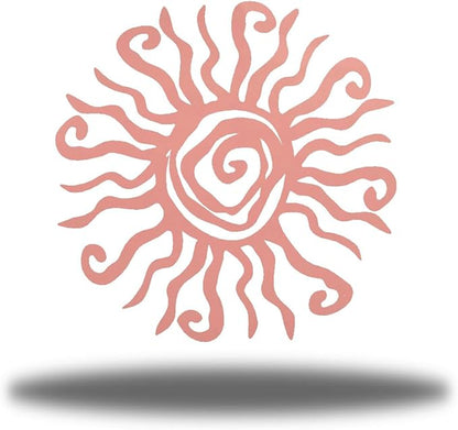 Riverside Designs Wacky Sun Metal Wall Art Indoor/Outdoor Decor - 12" Pink Rust Proof Wall Sculpture - Made in USA - Ideal for Bedroom, Garden, Home, Patio and Farmhouse