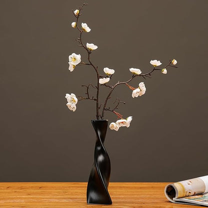 Bud Vase Small Ceramic Bud Vase Single Flower Stem Vase for Modern Home Decor for Centerpieces Twist Minimalism Style Vase Home Decorative Floral Centerpiece for Wedding and Office (Black)