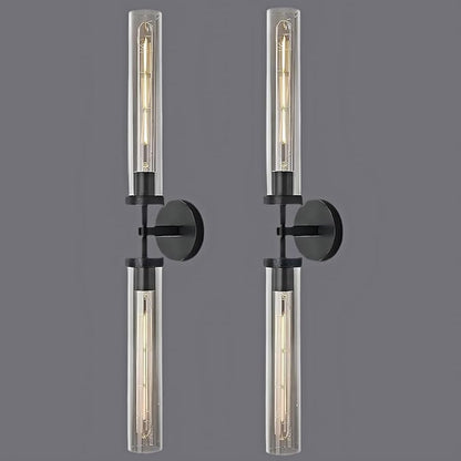 Brass Wall Sconces Set of 2, Bathroom Sconces Wall Light, Black Sconces Lighting with Clear Lamp,Wall Mount Lamps Wall Lights for Vanity Light Bedroom Living Room Hallway