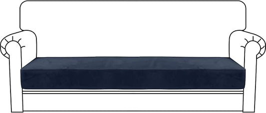 MAXIJIN Velvet Stretch Couch Cushion Covers Soft Sofa Cushion Cover Replacement Sofa Seat Cushion Slipcovers Furniture Protector with Elastic Bottom (1 Piece Sofa Cushion Cover, Navy Blue)