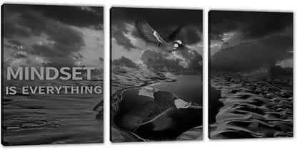 3 Panels Inspirational Canvas Painting Wall Art Motivational Wall Art Success Framed Poster Grind Hustle Positive Quotes Wall Poster Office Inspirational Wall Art for Home Living Room 48''W x 24''H