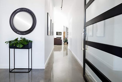 OVALCREST Round Beveled Wall Mirror for Home Decor - Florence Style - Matte Black - 34x34 Outside Dimensions