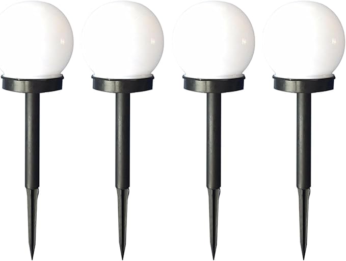 NUOBESTY 4pcs Solar Lawn Lights Outdoor Pathway LED Crackle Globe Solar Sphere Landscape Lighting White Glow Weatherproof Garden LED Light Set