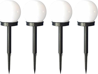 NUOBESTY 4pcs Solar Lawn Lights Outdoor Pathway LED Crackle Globe Solar Sphere Landscape Lighting White Glow Weatherproof Garden LED Light Set