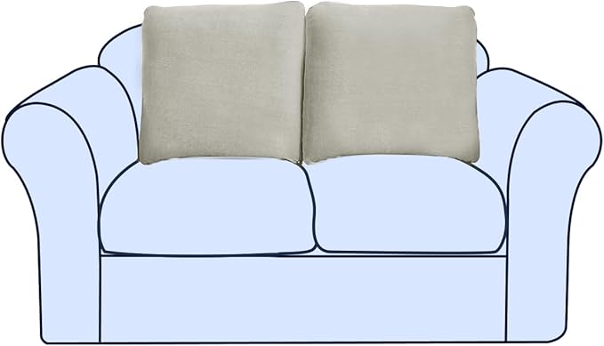 Large Backrest Cushion Cover, Non-Fuzzy Chenille Sofa Covers with Clean Look, Stretch Couch Slipcover for Sectional and L Shaped Sofa Back or Backrest Support (2 Piece, Light Grey)