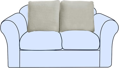 Large Backrest Cushion Cover, Non-Fuzzy Chenille Sofa Covers with Clean Look, Stretch Couch Slipcover for Sectional and L Shaped Sofa Back or Backrest Support (2 Piece, Light Grey)